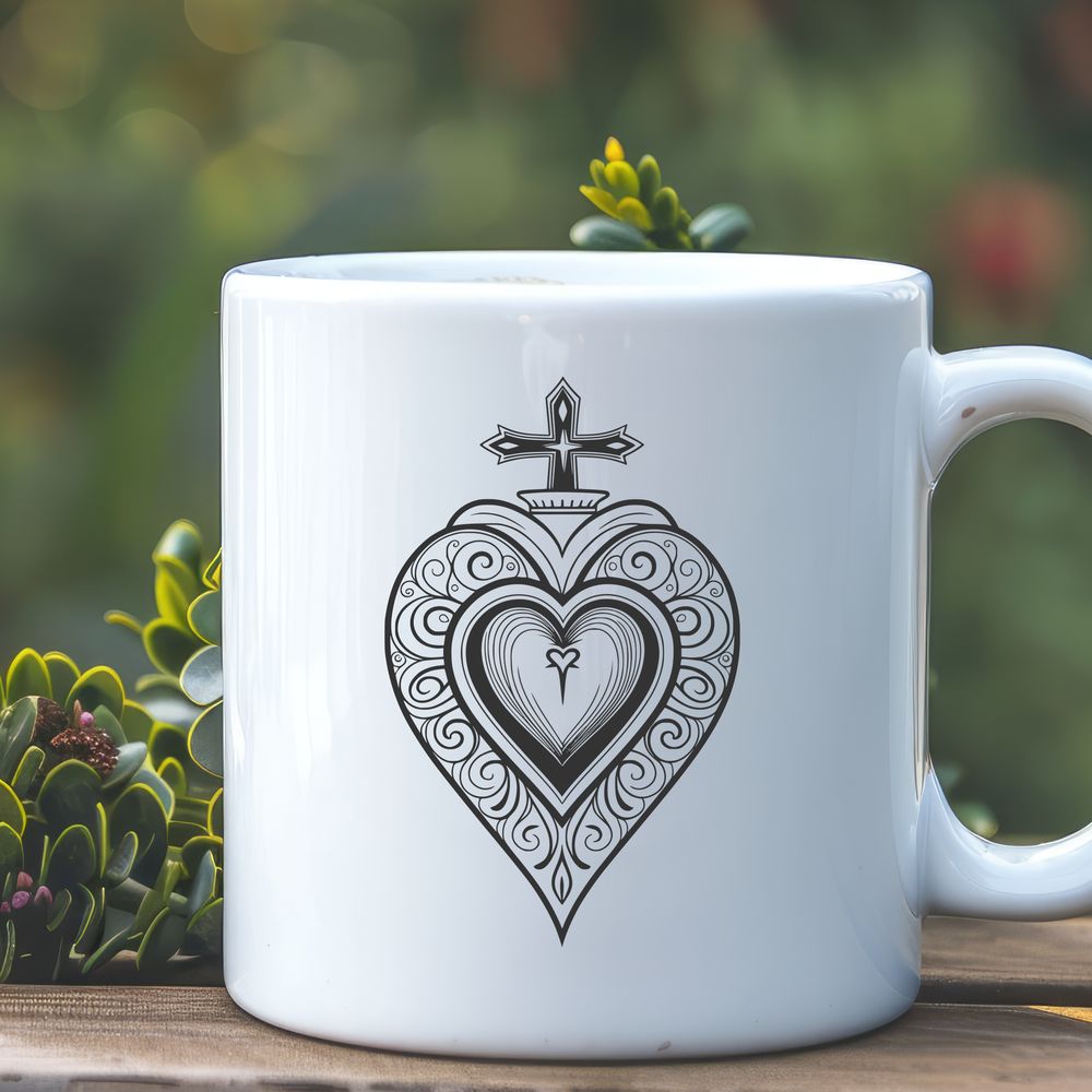 Sacred Heart SVG Design Template A stylized illustration of the Sacred Heart, suitable for vector graphics and digital design projects.