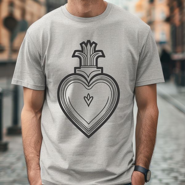 Detailed Vector Heart Graphic A detailed illustration of the Sacred Heart in vector format, suitable for various design projects.