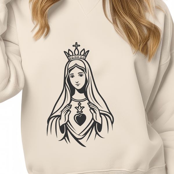 Free Clip Art Heart Iconography A stylized illustration of the Immaculate Heart, suitable for digital designs and craft projects.