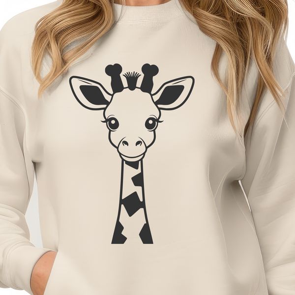 Detailed Giraffe Silhouette Vector Graphics An SVG graphic design featuring a single giraffe animal silhouette with detailed neck patterns.