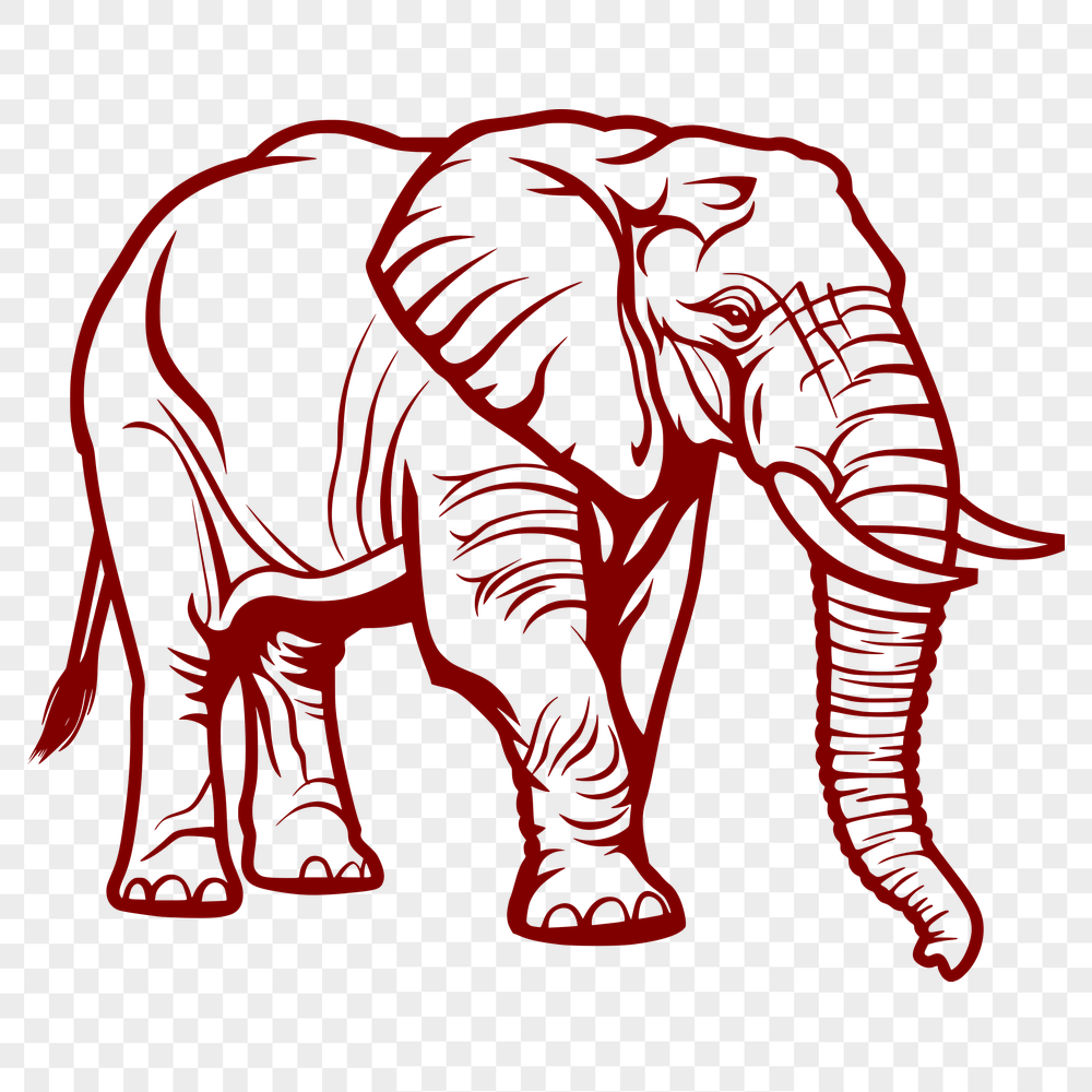 Unique Standing Elephant Drawing