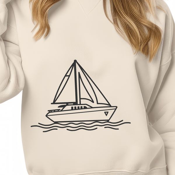 Vector Boat Design SVG File A stylized illustration of a boat in vector format, suitable for digital editing and cutting machine use.