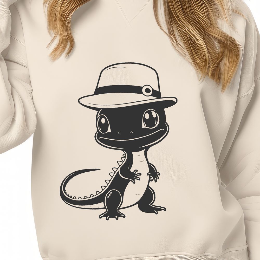 Whimsical Salamander in a Fancy Chapeau A colorful illustration of a salamander in a decorative hat.