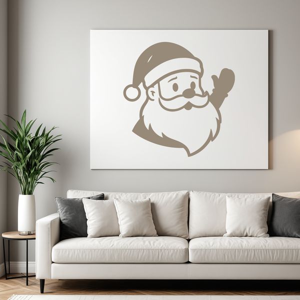 An illustration of a jolly old man in a red suit with a white beard and hat, symbolizing the festive season.