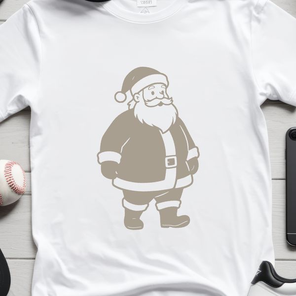 A silhouette vector graphic illustration of Father Christmas in festive attire.