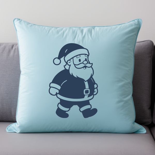 Illustrated vector graphic of a jovial Father Christmas figure with red coat and hat.