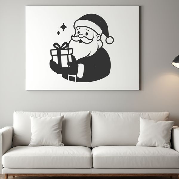 A vector illustration of Santa Claus in silhouette, suitable for digital cutting and laser engraving projects.