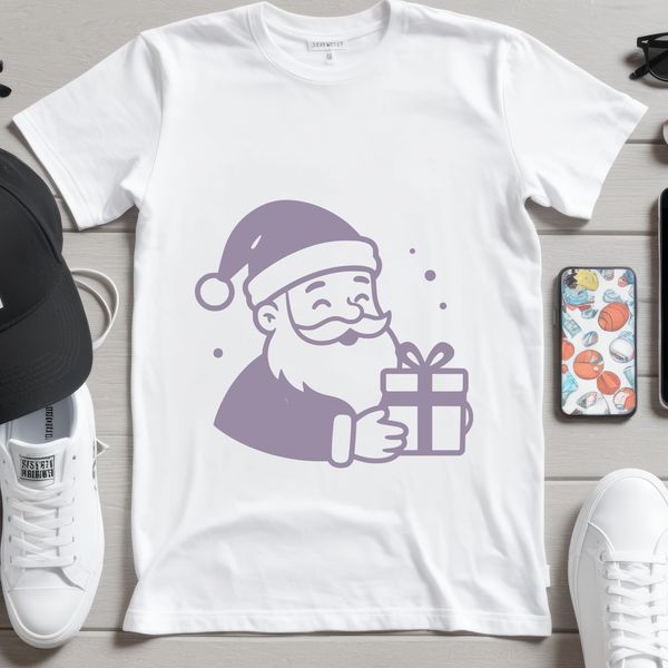 SVG illustration of a jovial Christmas character in traditional red coat and hat.