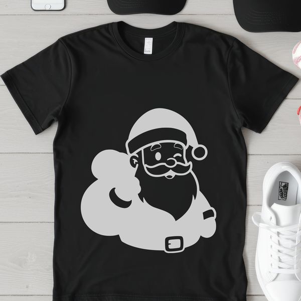 Illustration of Father Christmas in a festive red suit with a white beard.