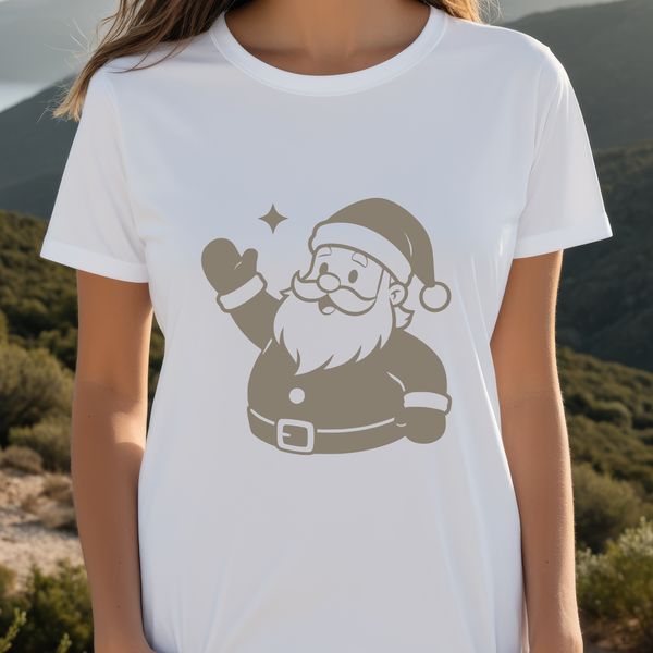 A festive illustration of Santa Claus in a classic red suit.