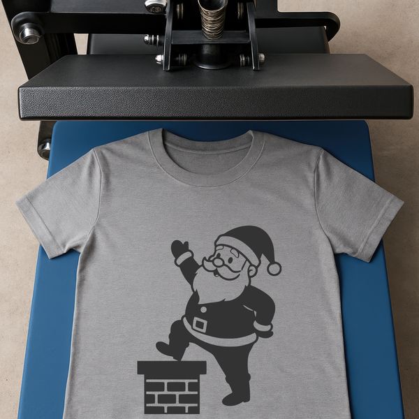 Vector illustration of Father Christmas in a traditional holiday setting.