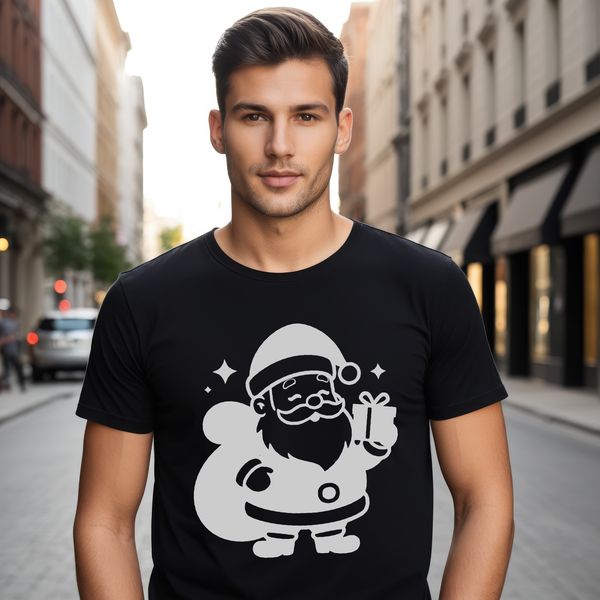 Vector illustration of a jolly Santa Claus in silhouette for commercial or personal use.