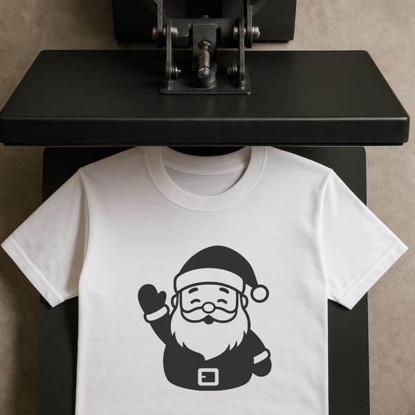 An SVG graphic of a smiling Santa Claus holding a sack of toys.