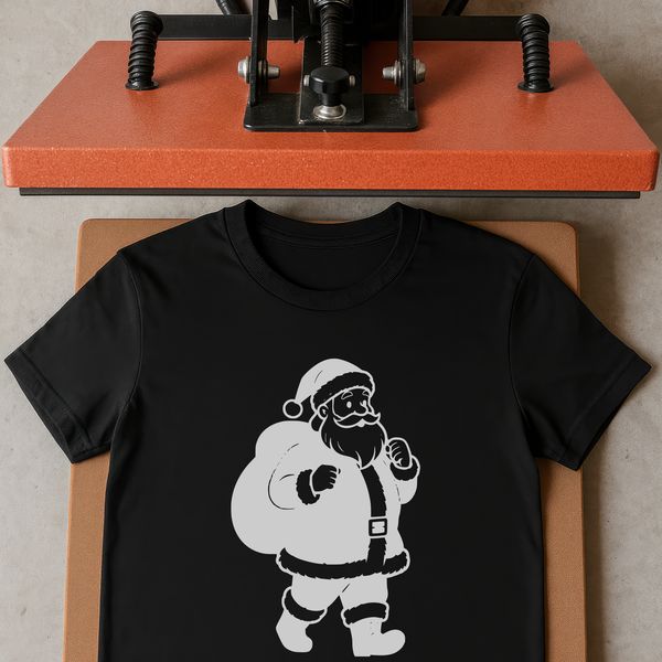 Illustrative SVG graphic of Father Christmas Claus in silhouette form, ideal for commercial or personal projects.