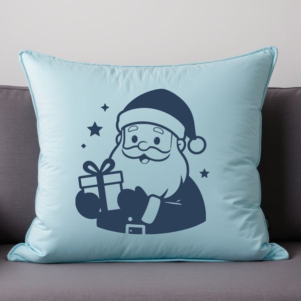 Illustrated vector art of a smiling Father Christmas in holiday attire.