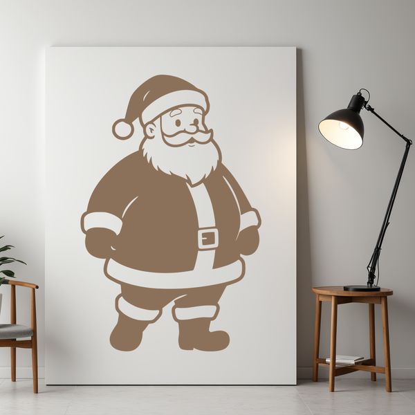 Vector graphic of Father Christmas in a stylized winter scene.