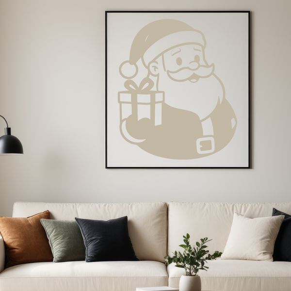 Illustrative vector artwork of Father Christmas in a simple outline style.