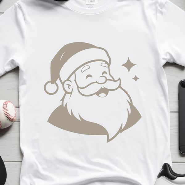 Illustrated vector art image of Santa Claus in silhouette.