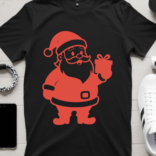 Vector illustration of jolly Santa Claus in traditional holiday attire.