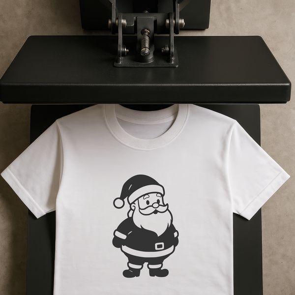 A vector illustration of a smiling Father Christmas with a red suit and hat, suitable for various design projects.