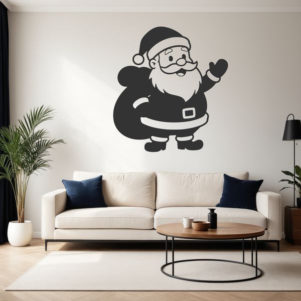 Jolly figure in a red coat with white fur trim and hat, symbolizing the festive season.