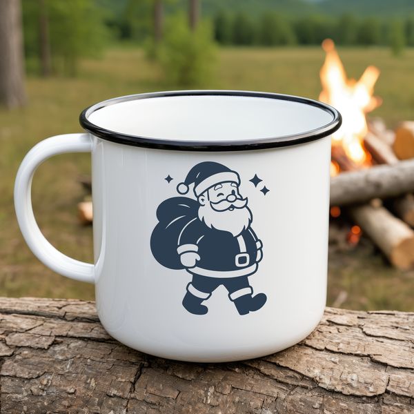 A classic illustration of Santa Claus in silhouette, suitable for various commercial uses.