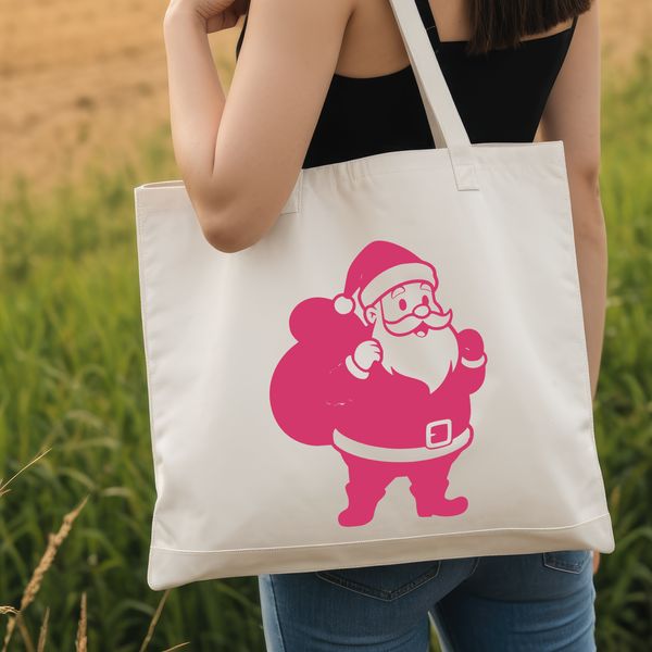 A vector illustration of Father Christmas in silhouette form.