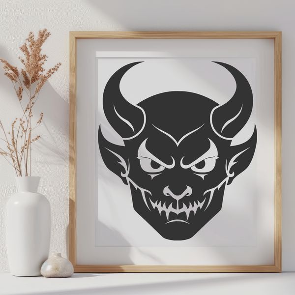 Halloween Devil Icon Illustration of a satanic figure in a dark setting, suitable for Halloween decorations or designs.
