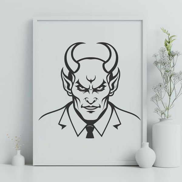 SVG Devil Design in Dark Style A stylized illustration of the devil in a Gothic-inspired design.