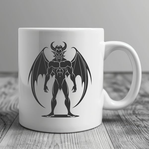 A satanic figure with horns and wings, suitable for Halloween decorations or artwork.