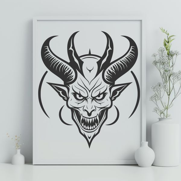 Halloween Evil Spirit SVG Icon A depiction of the devil in dark, ominous tones.