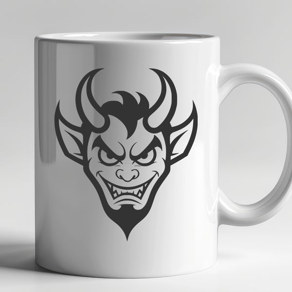 A detailed illustration of the devil's face, suitable for Halloween decorations and designs.