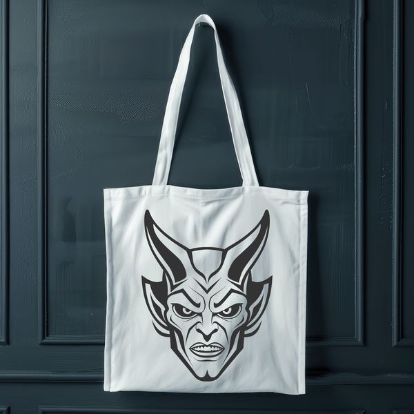A detailed illustration of the devil in a darkened setting, suitable for Halloween designs or vector art projects.