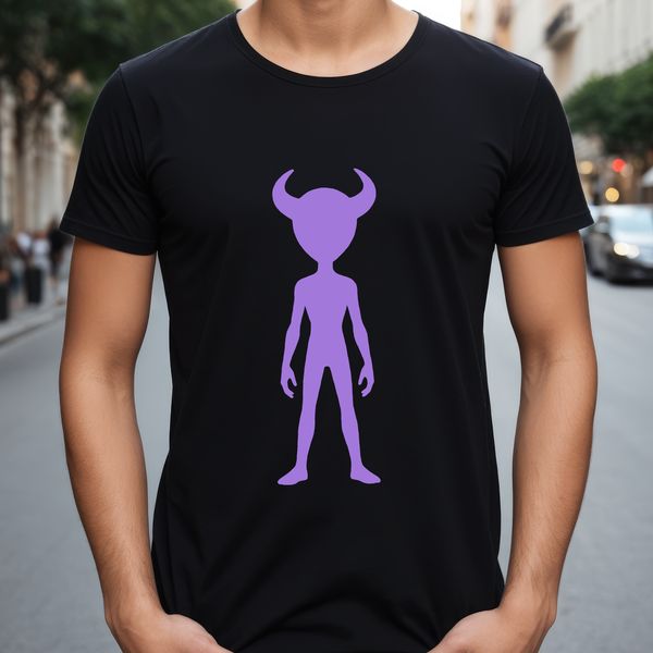 Alien character in a sci-fi setting made from vector graphics.