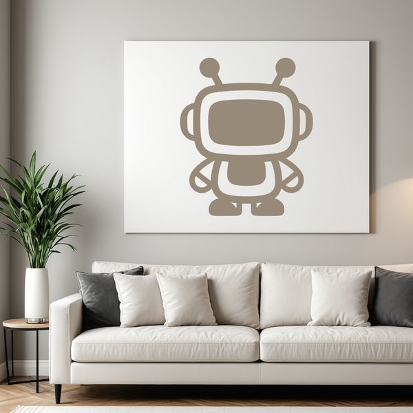 A futuristic robot in a sci-fi setting, designed as a vector graphic.
