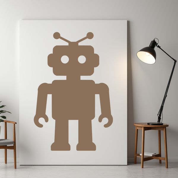 A simple vector illustration of a futuristic robot in a sci-fi style.