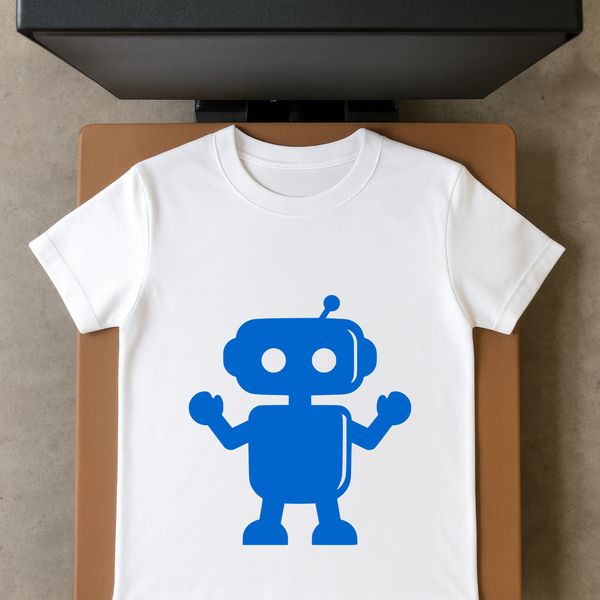 A digital rendering of a futuristic robot in a modern style.