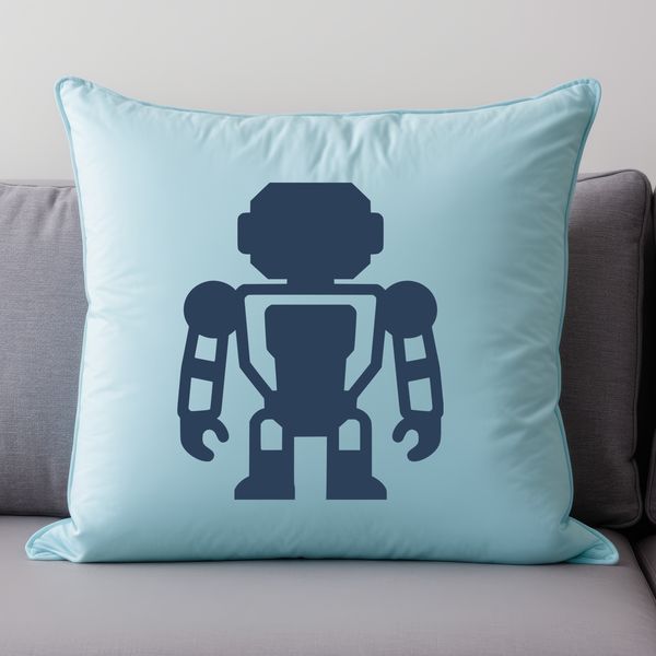 A metallic robot with glowing blue circuits and LED lights standing on a futuristic background.