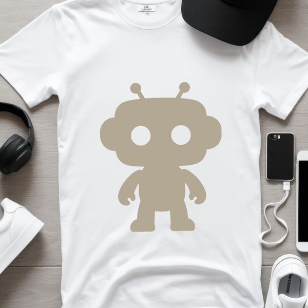 A robotic figure designed with clean lines and modern aesthetic.