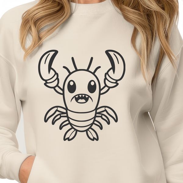 Colorful Crustacean Vector Graphic A digital illustration of a lobster, a type of marine crustacean commonly found in the ocean.