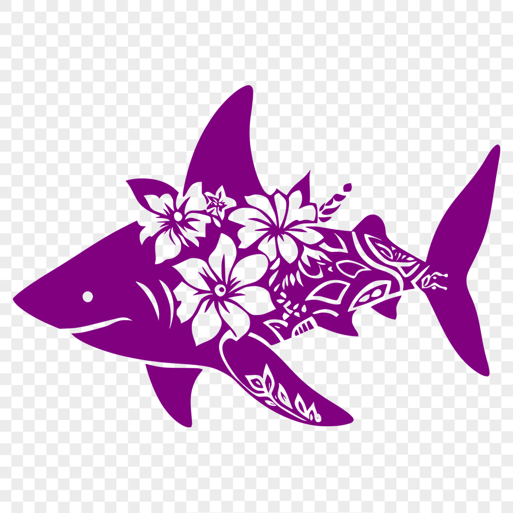 Free Floral Shark - Free PNG Download, Commercial Use