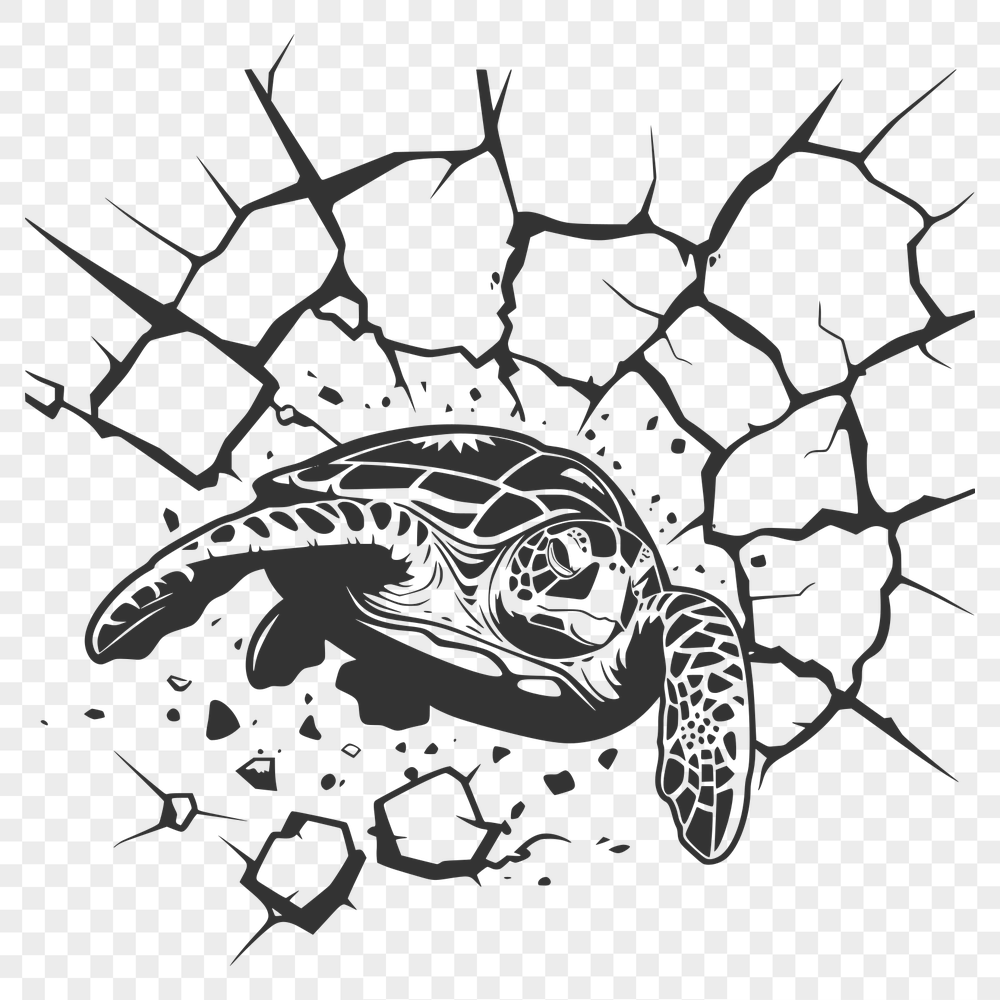 Sea Turtle Smashing Through Wall