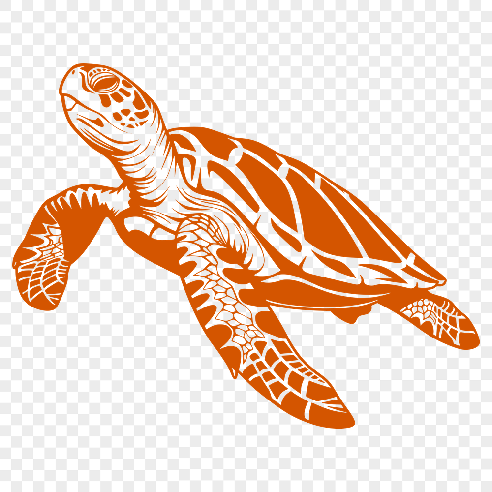 Artistic Sea Turtle In SVG & DXF