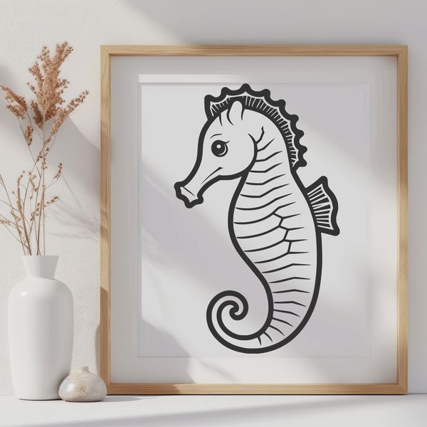 Underwater Beauty A stylized illustration of a seahorse in its natural habitat, suitable for commercial and personal use.