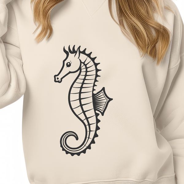 Free SVG Seahorse Clip Art Design A stylized illustration of a seahorse, suitable for vector graphics.