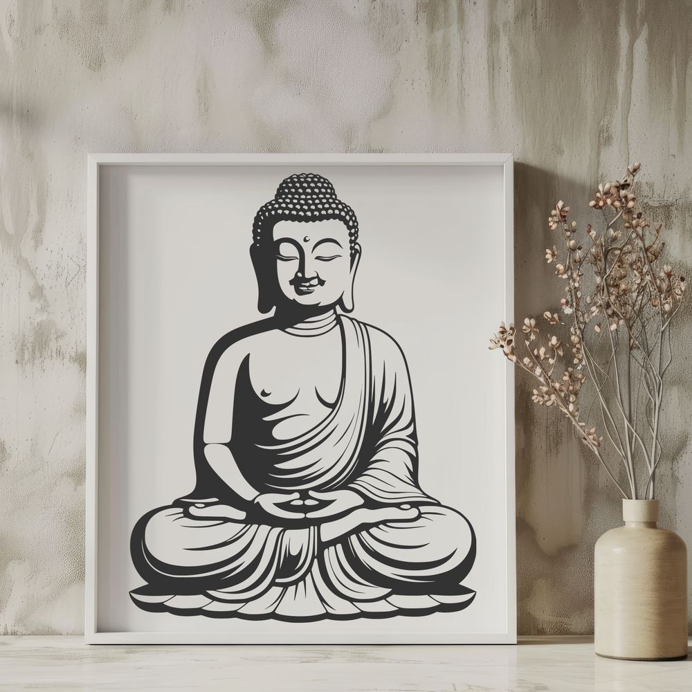 Serene Buddha Illustration in Vector Format SVG illustration of a serene Buddha figure with intricate design elements.