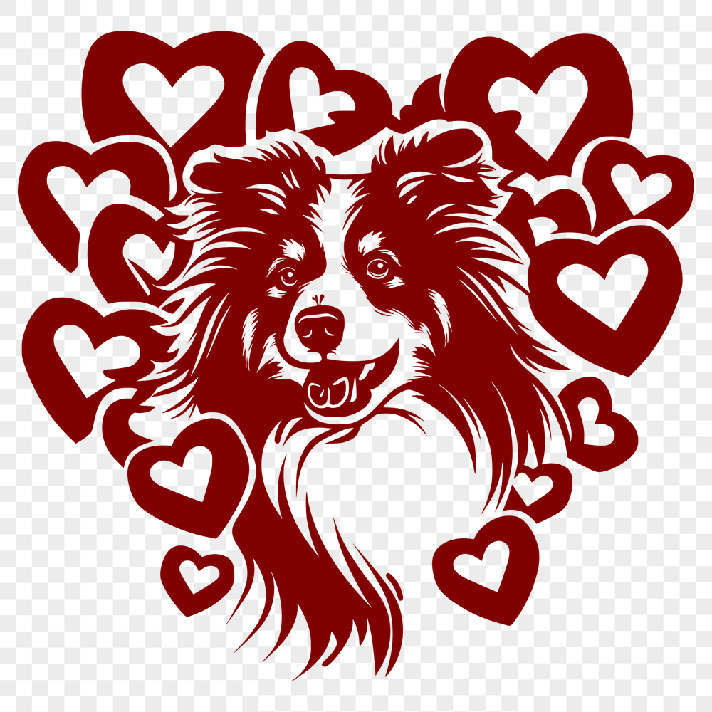 Artistic Shetland Sheepdog SVG, PNG, PDF And DXF Files