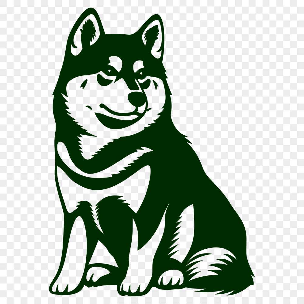 Artistic Sitting Shiba Inu Digital Drawing