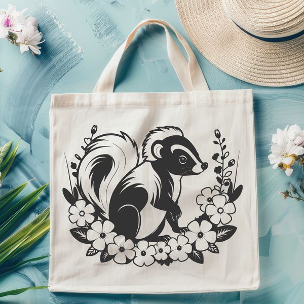 Adorable Wild Skunk Silhouette An isolated vector graphic of a wild animal, specifically a skunk, ready for digital use.
