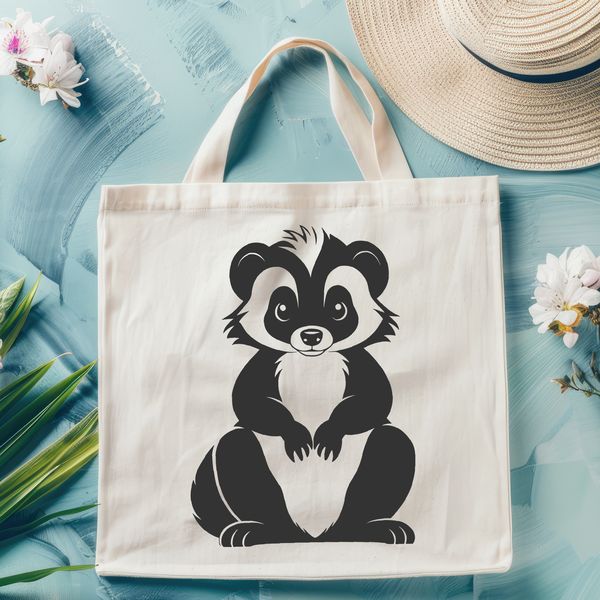 Free SVG Graphic of a Cute Skunk Design A graphic representation of a wild animal, a skunk, designed as scalable vector graphics (SVG).